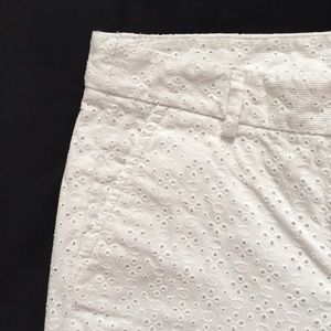 J. Crew White Eyelet Low Fit Capris